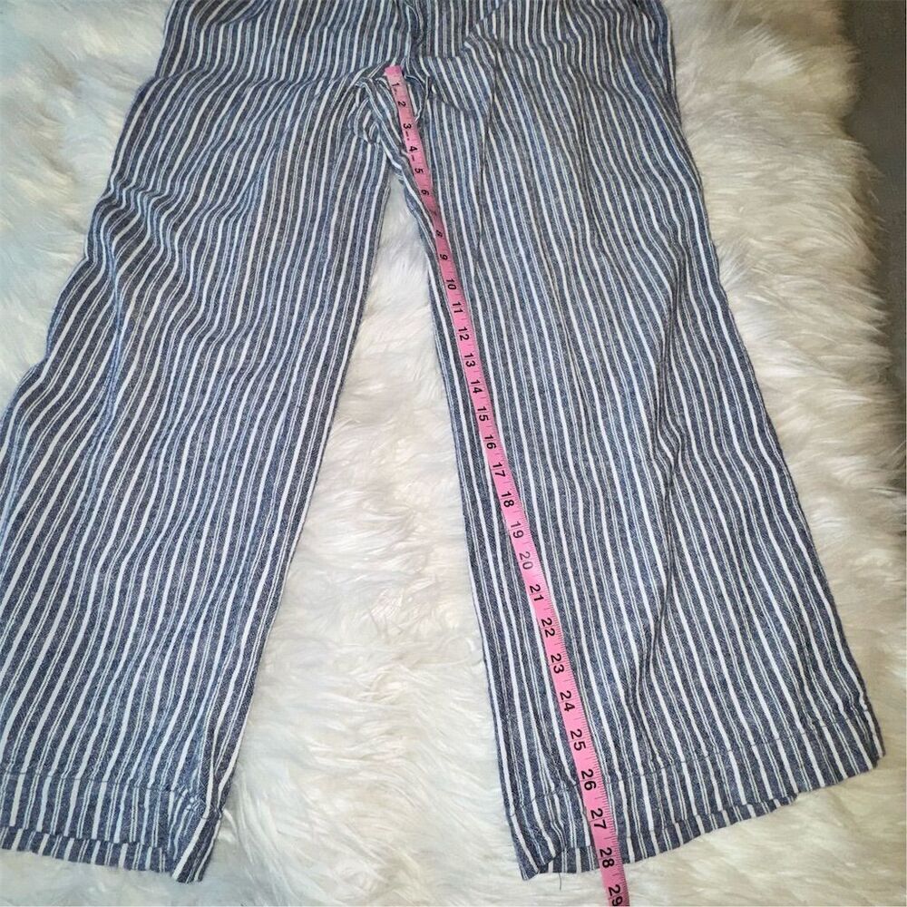 Briggs Women's XL Blue Striped Wide-Leg Linen Blend Pants Casual - Picture 8 of 12
